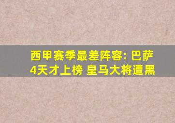 西甲赛季最差阵容: 巴萨4天才上榜 皇马大将遭黑